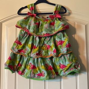 Girl flamingo ruffle dress 2t